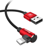 Baseus 90 Degree USB Cable For iPhone 5 6 6s 7 8 Fast Charging Cable For iPad USB Charger Cable L Type Mobile Phone Data Cable