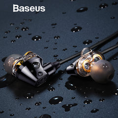 Baseus H10 Double dynamic 3.5MM Wired Earphone stereo bass sound earphones with mic for xiaomi  fone de ouvido auriculares MP3