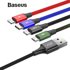 Baseus All-in-One USB Cable for iPhone X 8 7 6 Plus Fast Charging Cable Micro USB Type C Cable for Samsung S9 S8 Plus