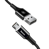 Baseus LED Lighting Micro USB Cable for Xiaomi Redmi 4X Note 4 5 Reversible Micro USB Charging Cable for Samsung S7 Mobile Phone