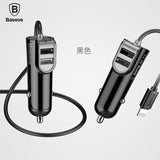 Baseus 3in1 5.5A USB Car Charger For iPhone X 8 Samsung Mobile Phone Charger 3 Ports USB Fast Car Charger & 1m Cable For iPhone