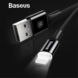 Baseus LED lighting Charger Cable For iPhone X 8 7 USB Cable For iPhone iPad Fast Charging Charger Cable Mobile Phone Data Cable