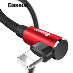 Baseus 90 Degree USB Cable For iPhone 5 6 6s 7 8 Fast Charging Cable For iPad USB Charger Cable L Type Mobile Phone Data Cable