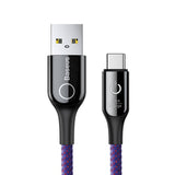 Baseus Smart Change Breathe Lighting USB Type C Cable Support 3A Fast Charging for Samsung galaxy note 9 s9 plus Type C Devices