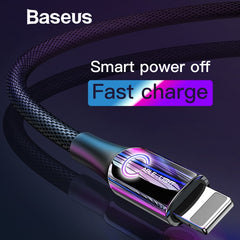 Baseus Intelligent Power Off USB Cable for iPhone x xs max Charging Cable C-Type Breathe Lighting for iPhone Charger Cable