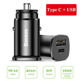 Baseus 30W Dual USB C PD Quick Charge QC 4.0 Car Charger For Mobile Phone Charger Fast USB PD Type C AFC SCP Car Phone Charger