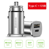 Baseus 30W Dual USB C PD Quick Charge QC 4.0 Car Charger For Mobile Phone Charger Fast USB PD Type C AFC SCP Car Phone Charger