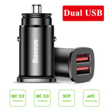 Baseus 30W Dual USB C PD Quick Charge QC 4.0 Car Charger For Mobile Phone Charger Fast USB PD Type C AFC SCP Car Phone Charger