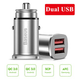 Baseus 30W Dual USB C PD Quick Charge QC 4.0 Car Charger For Mobile Phone Charger Fast USB PD Type C AFC SCP Car Phone Charger
