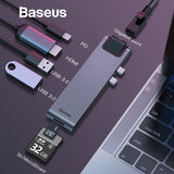 Baseus Dual Type-C 7in1 USB 3.0 Type C HUB HDMI RJ45 Adapter for MacBook Pro OTG HUB USB Splitter 3.0 PC Computer Accessory
