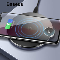 Baseus LED Digital Display Wireless Charger for iPhone XS Max XR X 8 Qi Wireless Charging Pad for Samsung Galaxy S8 S9+ Note 9 8