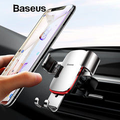 Baseus Universal Car Phone Holder For iPhone X XS Max Samsung Huawei Car Air Vent Mount Holder Metal Gravity Mobile Phone Holder